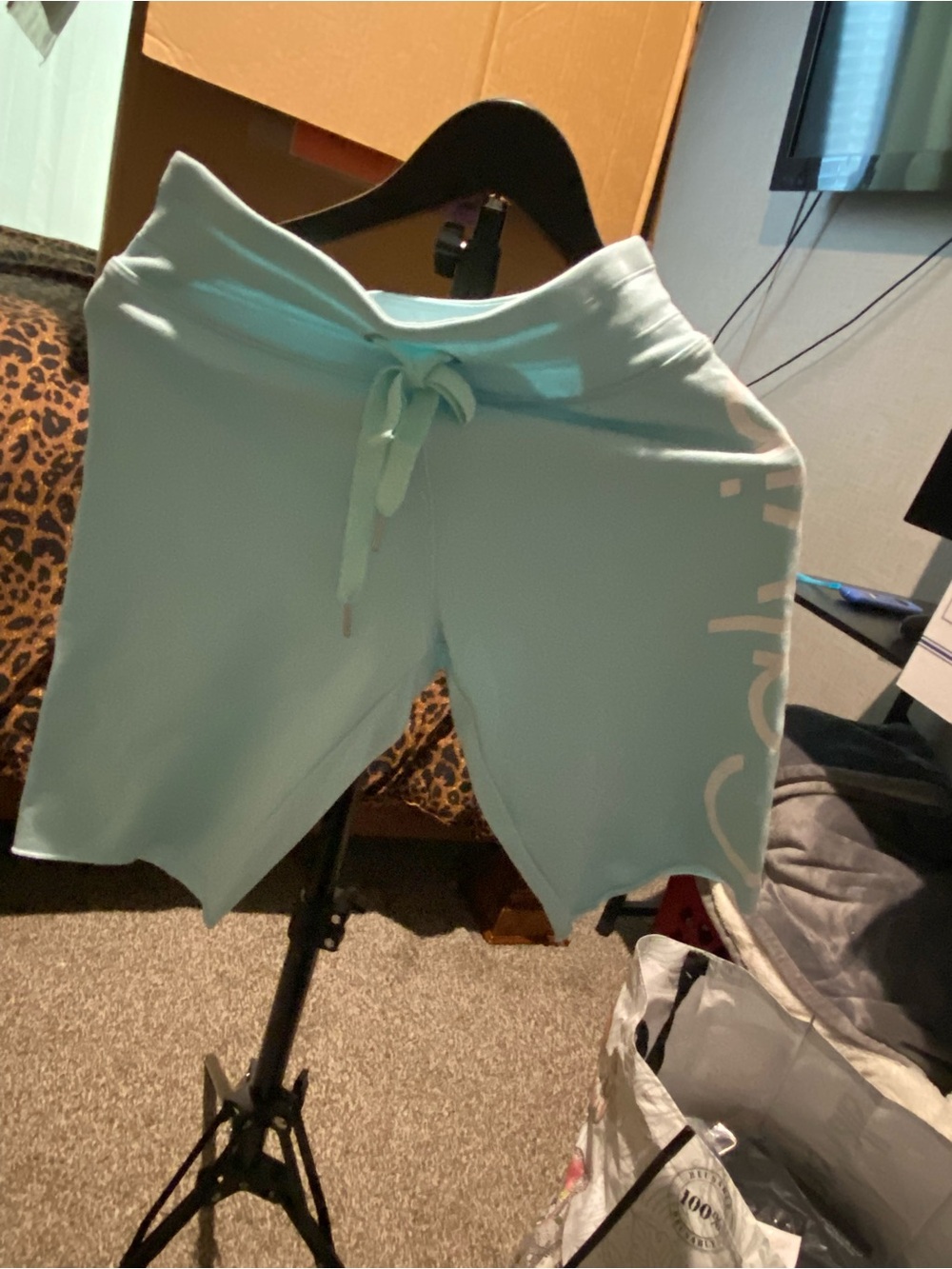 Calvin Klein Light Blue Drawstring Bike Sweat Shorts